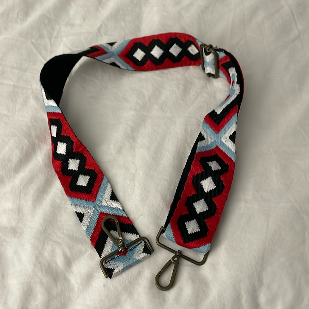 Crossbody strap in beautiful print blue, red, BLk, white